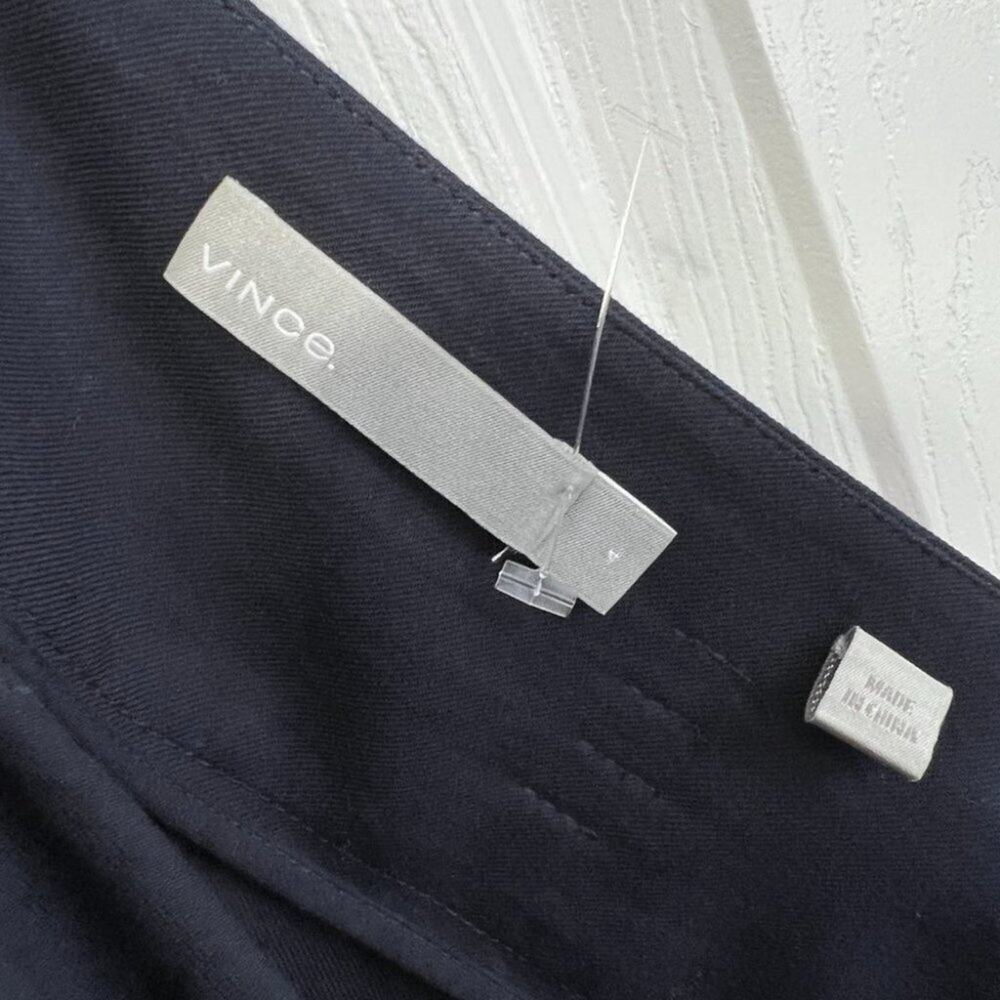 Vince Twist-Front A-Line Midi Cotton Skirt Blue Sz 4 - Picture 10 of 12